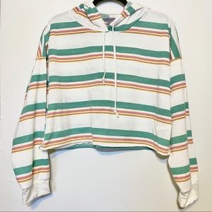 CR Striped Cropped Hoodie